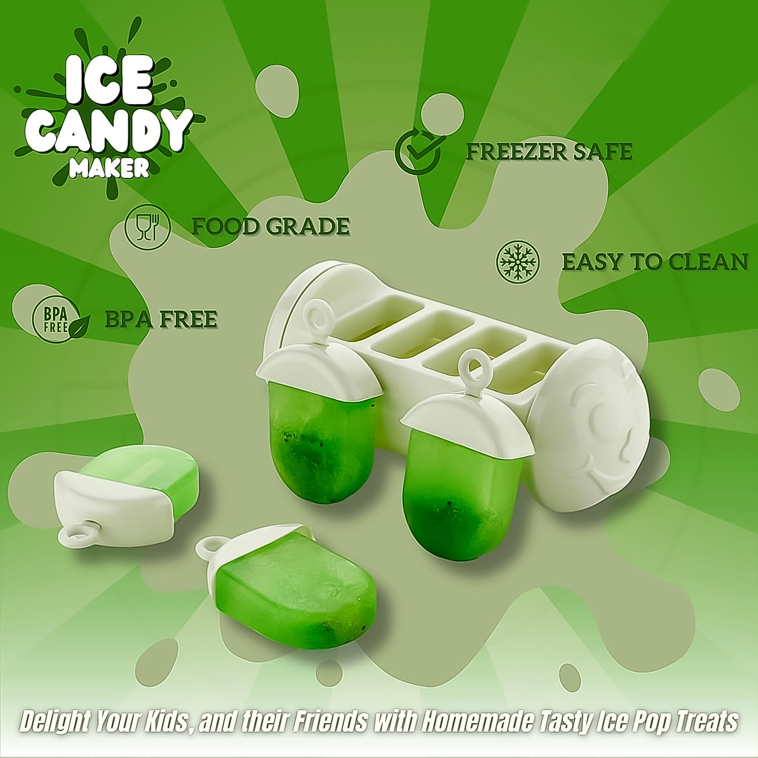 Plastic Ice Candy Maker 4 Compartment  Grid Kulfi Candy (1 Pc) Plastic Ice Candy Maker 4 Compartment  Grid Kulfi Candy (1 Pc)